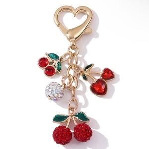 Purse Charm - Red Cherry and Heart